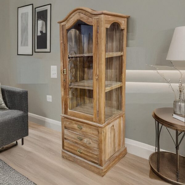 Artekko Munggur Ξύλινη Βιτρίνα σε Ανοιχτό Καφέ (64x43x195)cm