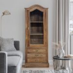 Artekko Munggur Ξύλινη Βιτρίνα σε Ανοιχτό Καφέ (64x43x195)cm