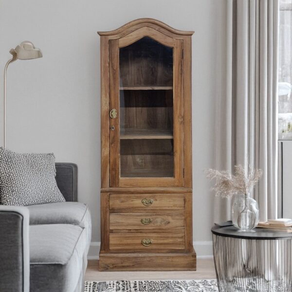 Artekko Munggur Ξύλινη Βιτρίνα σε Ανοιχτό Καφέ (64x43x195)cm