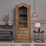 Artekko Munggur Ξύλινη Βιτρίνα σε Ανοιχτό Καφέ (64x43x195)cm