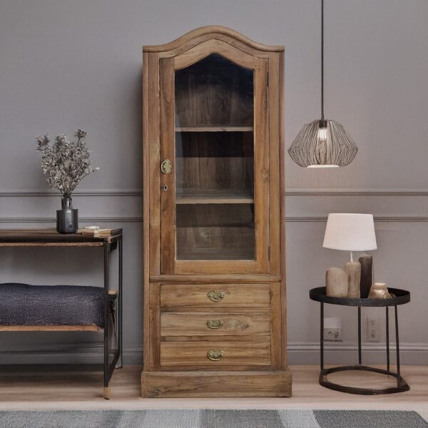 Artekko Munggur Ξύλινη Βιτρίνα σε Ανοιχτό Καφέ (64x43x195)cm