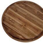 Ξύλινο Βοηθητικό Τραπεζάκι με Δέρμα