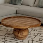 Ξύλινο Βοηθητικό Τραπεζάκι με Δέρμα