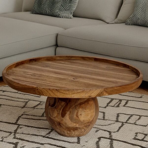 Ξύλινο Βοηθητικό Τραπεζάκι με Δέρμα