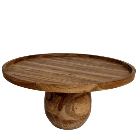 Artekko Munggur Στρογγυλό Ξύλινο Τραπέζι Σαλονιού σε Φυσική Απόχρωση (80x80x40)cm