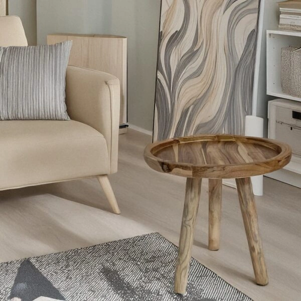 Artekko Munggur Ξύλινο Τραπέζι Σαλονιού σε Φυσική Απόχρωση (Φ54x55)cm