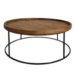 Ξύλινο Βοηθητικό Τραπεζάκι με Δέρμα