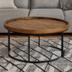 Ξύλινο Βοηθητικό Τραπεζάκι με Δέρμα