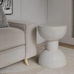 Artekko Solid Λευκό Βοηθητικό Τραπέζι από Terrazzo (51x51x70)cm