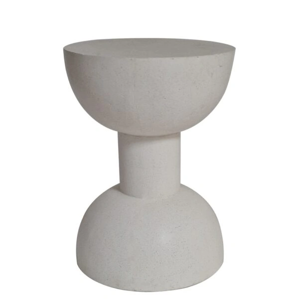 Artekko Solid Λευκό Βοηθητικό Τραπέζι από Terrazzo (51x51x70)cm