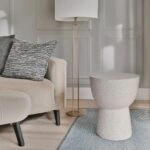 Artekko Solid Λευκό Βοηθητικό Τραπέζι από Terrazzo (40x40x50)cm