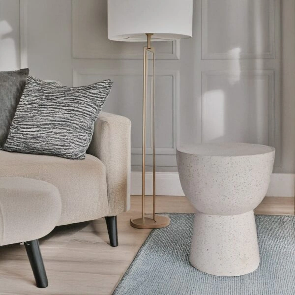 Artekko Solid Λευκό Βοηθητικό Τραπέζι από Terrazzo (40x40x50)cm