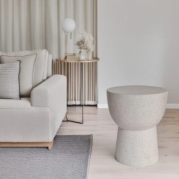 Artekko Solid Λευκό Βοηθητικό Τραπέζι από Terrazzo (40x40x50)cm