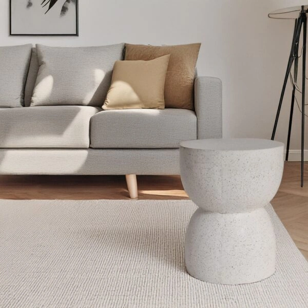 Artekko Solid Λευκό Βοηθητικό Τραπέζι από Terrazzo (39x39x50)cm