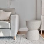 Artekko Solid Λευκό Βοηθητικό Τραπέζι από Terrazzo (39x39x50)cm