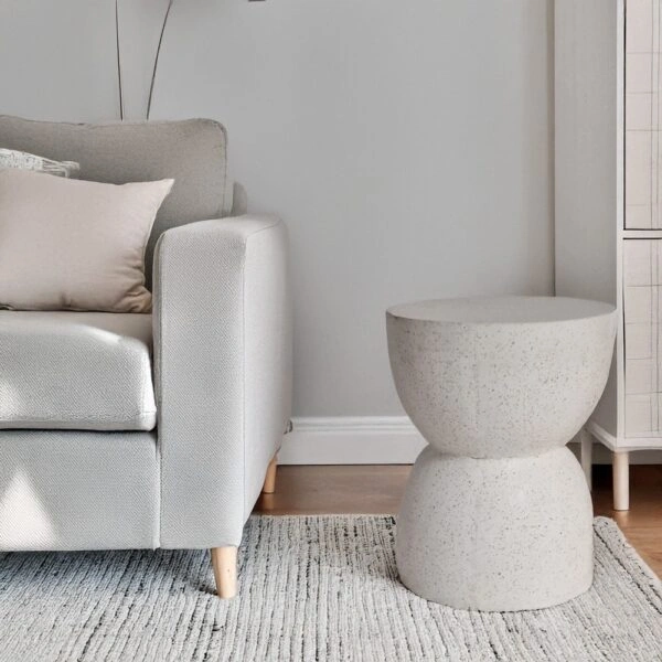 Artekko Solid Λευκό Βοηθητικό Τραπέζι από Terrazzo (39x39x50)cm