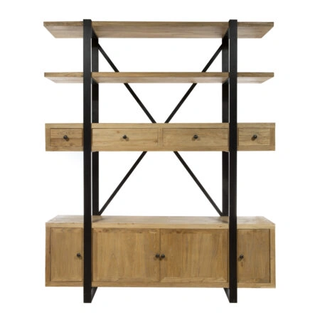 Artekko Βιβλιοθήκη από ξύλο μασίφ (180x40x220)cm