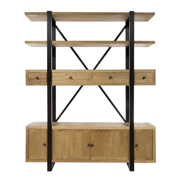 Artekko Βιβλιοθήκη από ξύλο μασίφ (180x40x220)cm