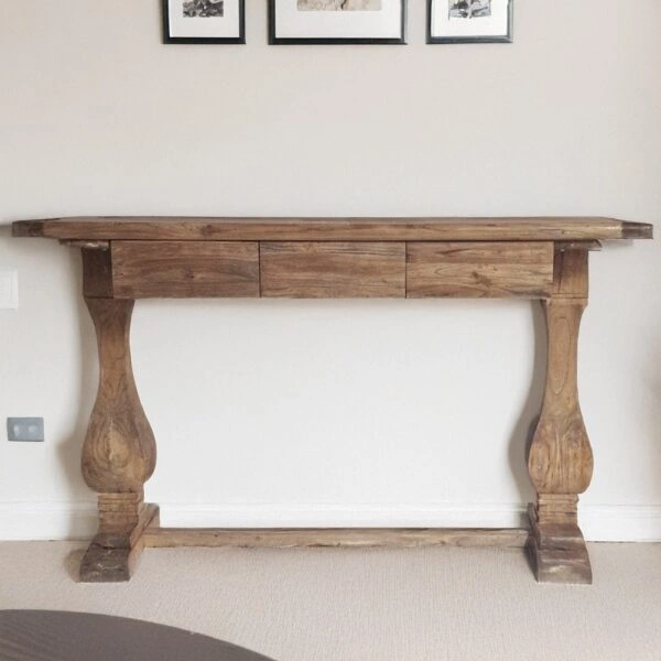 Artekko Deus Μασίφ Ξύλινη Κονσόλα σε Φυσική Απόχρωση (150x45x90)cm