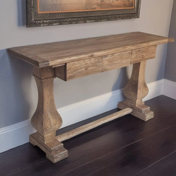 Artekko Deus Μασίφ Ξύλινη Κονσόλα σε Φυσική Απόχρωση (150x45x90)cm