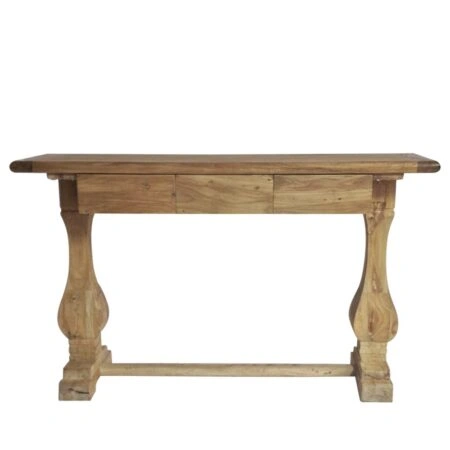 Artekko Deus Μασίφ Ξύλινη Κονσόλα σε Ανοιχτή Φυσική Απόχρωση (150x45x90)cm