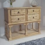 Artekko Deus Μασίφ Ξύλινη Κονσόλα σε Ανοιχτή Φυσική Απόχρωση (110x45x90)cm