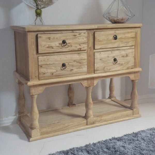 Artekko Deus Μασίφ Ξύλινη Κονσόλα σε Ανοιχτή Φυσική Απόχρωση (110x45x90)cm