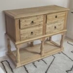 Artekko Deus Μασίφ Ξύλινη Κονσόλα σε Ανοιχτή Φυσική Απόχρωση (110x45x90)cm