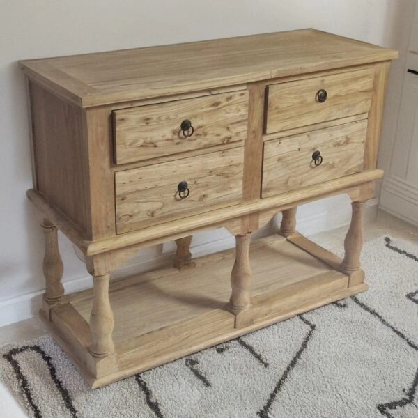 Artekko Deus Μασίφ Ξύλινη Κονσόλα σε Ανοιχτή Φυσική Απόχρωση (110x45x90)cm