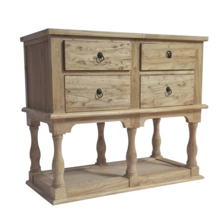 Artekko Deus Μασίφ Ξύλινη Κονσόλα σε Ανοιχτή Φυσική Απόχρωση (110x45x90)cm