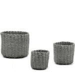 Σετ Καλάθια Στρογγυλά  Γκρι Χαρτόσχοινο 17.5x15x12.5CM 3Τμχ