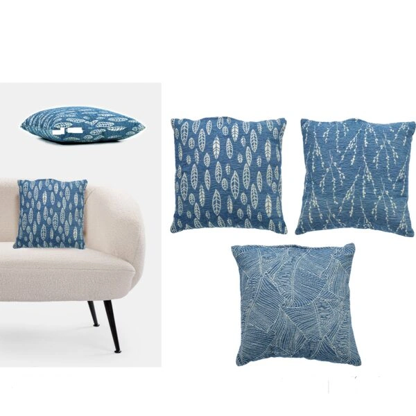 Μαξιλάρι Jacquard Μπλε/Λευκό 100% πολυεστέρας 45x45cm Σε 3 Σχέδια