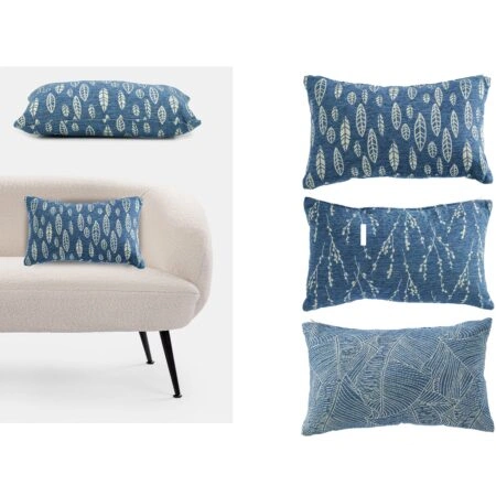 Μαξιλάρι  Jacquard Μπλε/Λευκό 100% Πολυεστέρας 30x50cm Σε 3 Σχέδια