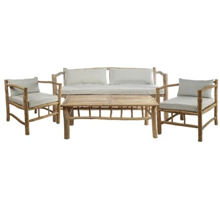 Artekko Munggur Ξύλινo Σετ με Τριθέσιο Καναπέ (180x78x71)cm 2 Πολυθρόνες (70x78x71)cm και Τραπέζι (110x50x46)cm 4pcs