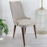 Artekko Rio Ξύλινη Καρέκλα με Μπεζ Βελούδο (53x64x95)cm