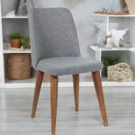 Milano Ξύλινη Καρέκλα Τραπεζαρίας με Ανοιχτό Γκρι Ύφασμα (59x59x91)