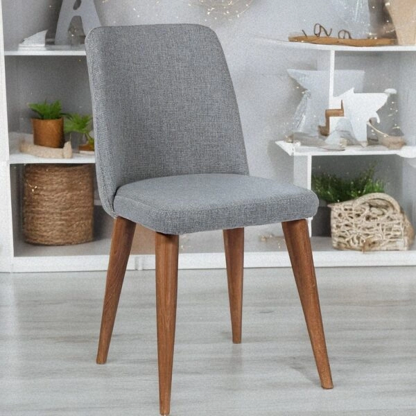 Milano Ξύλινη Καρέκλα Τραπεζαρίας με Ανοιχτό Γκρι Ύφασμα (59x59x91)