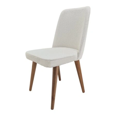 Artekko Milano Ξύλινη Καρέκλα με Λευκό Μπουκλέ Ύφασμα (48x50x91)cm