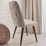 Artekko Milano Ξύλινη Καρέκλα με Μπεζ Ύφασμα (48x50x91)cm