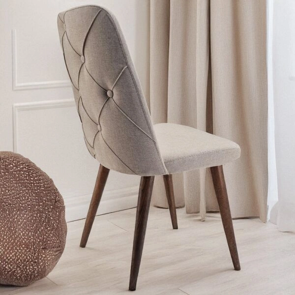 Artekko Milano Ξύλινη Καρέκλα με Μπεζ Ύφασμα (48x50x91)cm