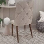 Artekko Milano Ξύλινη Καρέκλα με Μπεζ Ύφασμα (48x50x91)cm