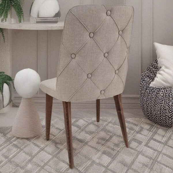 Artekko Milano Ξύλινη Καρέκλα με Μπεζ Ύφασμα (48x50x91)cm