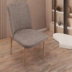 Artekko Oscar Ξύλινη Καρέκλα με Καφέ Μπουκλέ Ύφασμα (48x50x91)cm