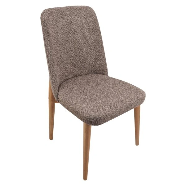 Artekko Oscar Ξύλινη Καρέκλα με Καφέ Μπουκλέ Ύφασμα (48x50x91)cm
