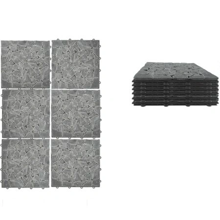 Πλακάκια Δαπέδου  Μαύρο Πέτρα 30.5x30.5x2cm 6Τμχ