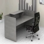 Γραφείο reception Lemmon Megapap χρώμα γκρι σκυροδέματος 160x70x110εκ.