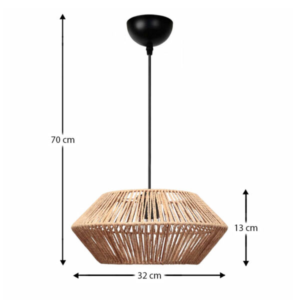 Φωτιστικό οροφής Castel Megapap E27 από σχοινί μονόφωτο χρώμα φυσικό Ø32x70εκ.