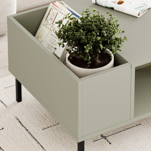 Τραπεζάκι σαλονιού Vena Megapap χρώμα ash green 100x60x42εκ.