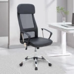 Καρέκλα γραφείου Ovis Megapap με τεχνόδερμα και ύφασμα Mesh χρώμα μαύρο 63x63x119/129εκ.