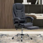 Καρέκλα γραφείου διευθυντική Daria Megapap με υποπόδιο από τεχνόδερμα χρώμα μαύρο 65x65x117/127εκ.